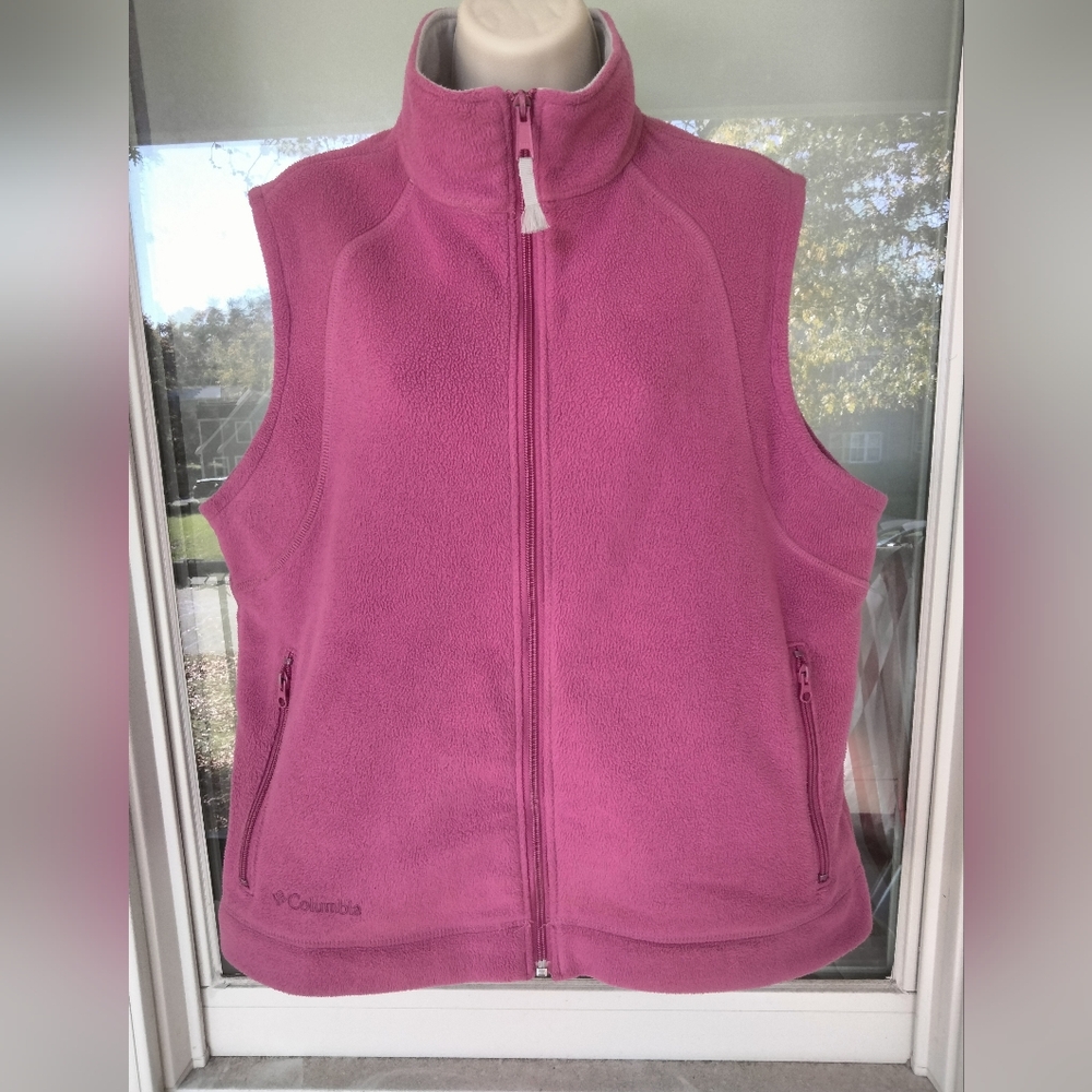Columbia Pink "Sapphire Sky" Full-Zip Sleeveless Fleece Vest. Size XL. Very Nice